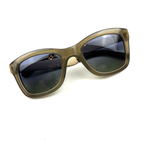 Tory Burch Gradient Taupe Gold Polarized Wayfarer Sunglasses with Case - Picture 4 of 11